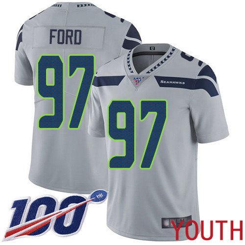 Seattle Seahawks Limited Grey Youth Poona Ford Alternate Jersey NFL Football #97 100th Season Vapor Untouchable->youth nfl jersey->Youth Jersey